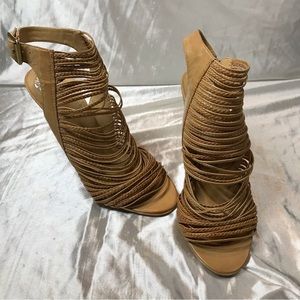 -Vince Camuto Brown Strap Heels-
